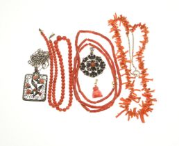 Lot of coral necklaces