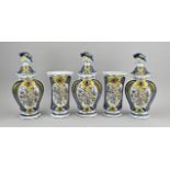 5-piece Delft cabinet set, H 22.5 - 33.5 cm.