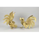 2x Gold-plated brass rooster