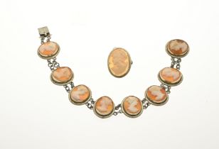 Bracelet and brooch with cameo