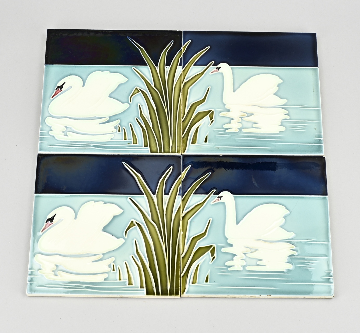 4x German Art Nouveau tile