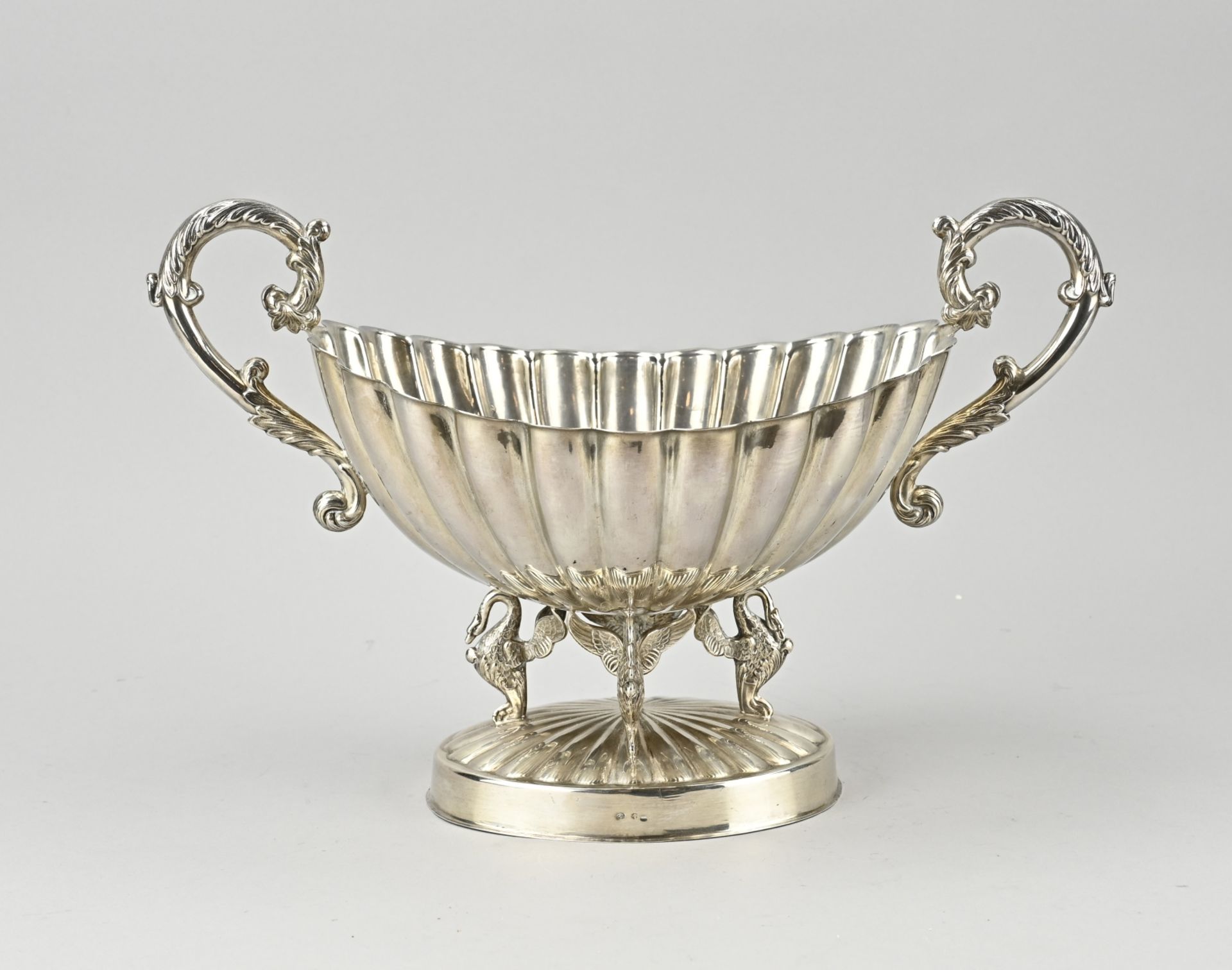 Silver bowl with swans