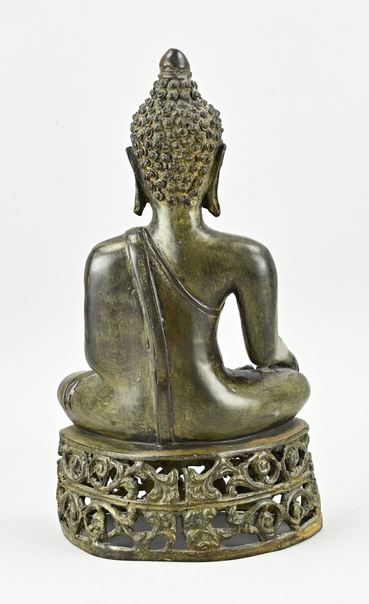 Bronze Buddha, H 34.7 cm. - Bild 2 aus 3