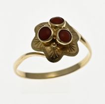 Gold ring with red coral