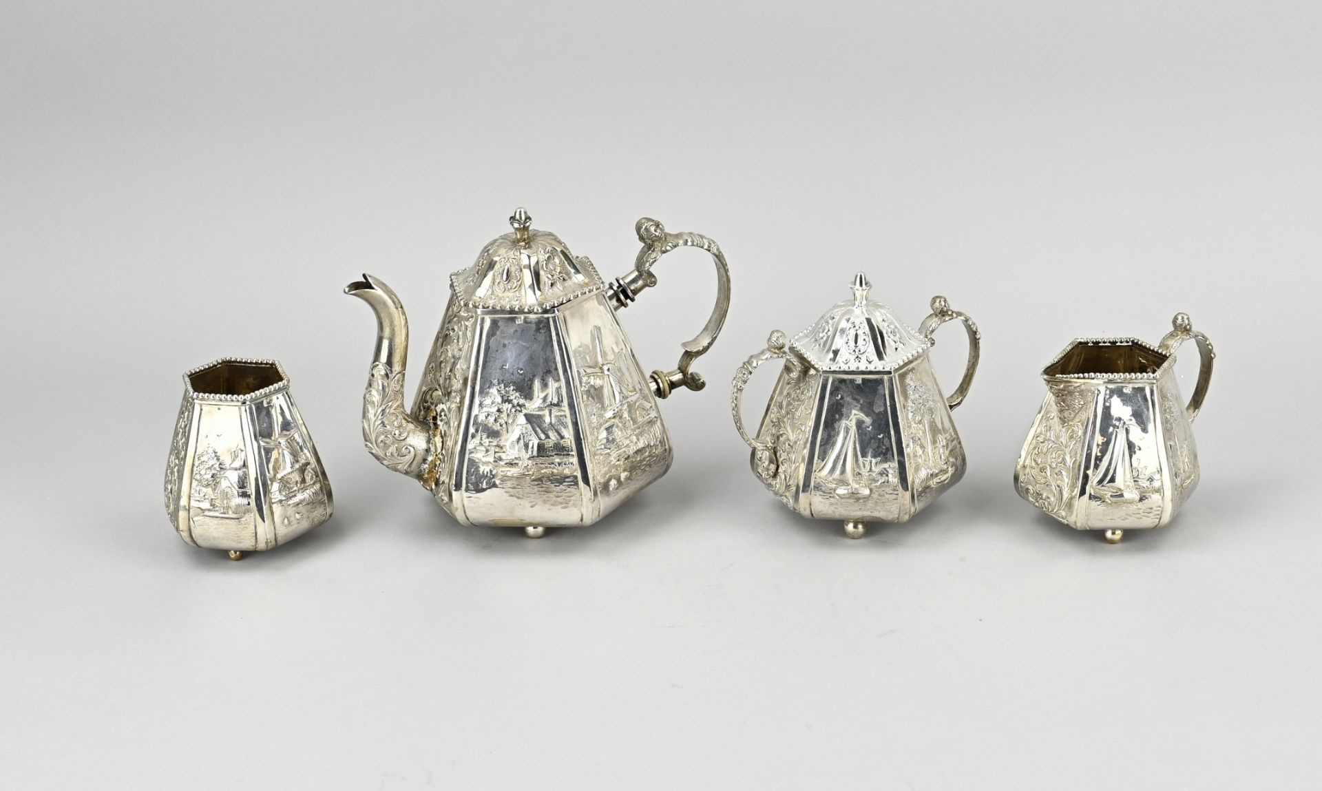 Silver tea set, 4 pieces