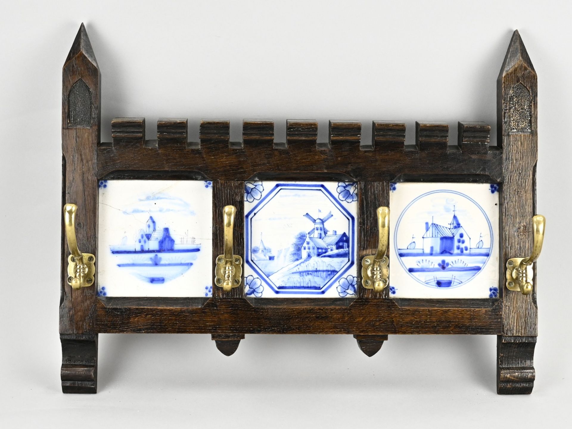 Coat rack with three tiles, 1900