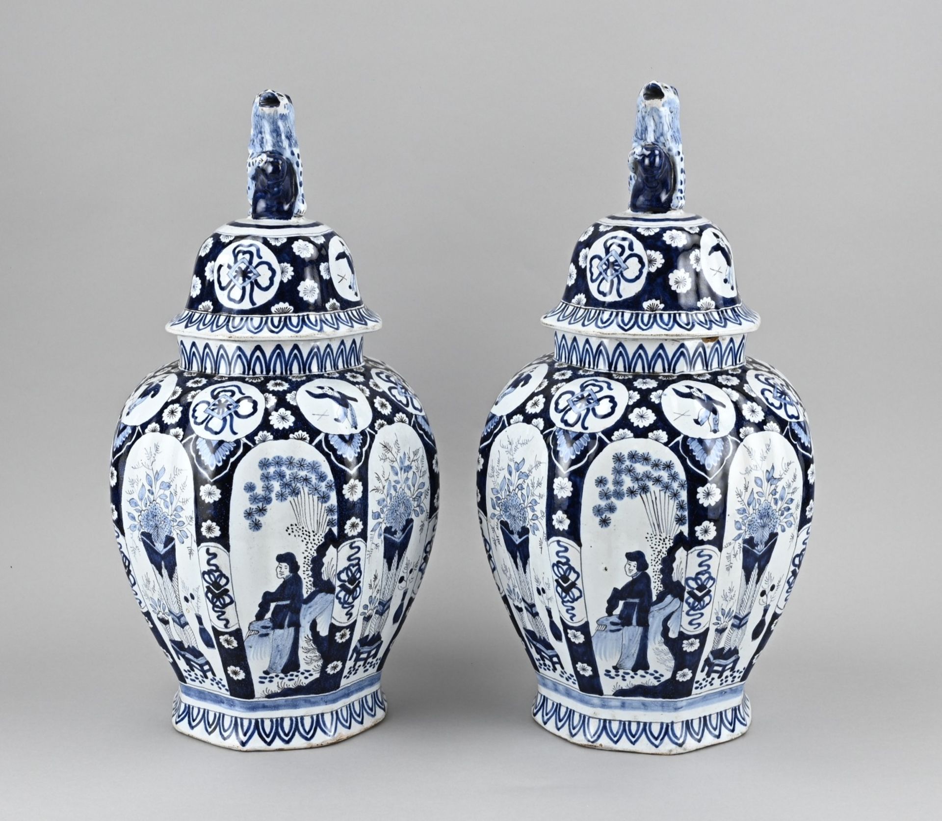 2x Delft lidded vase - Image 2 of 2