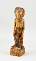 Teak figure, H 26 cm.