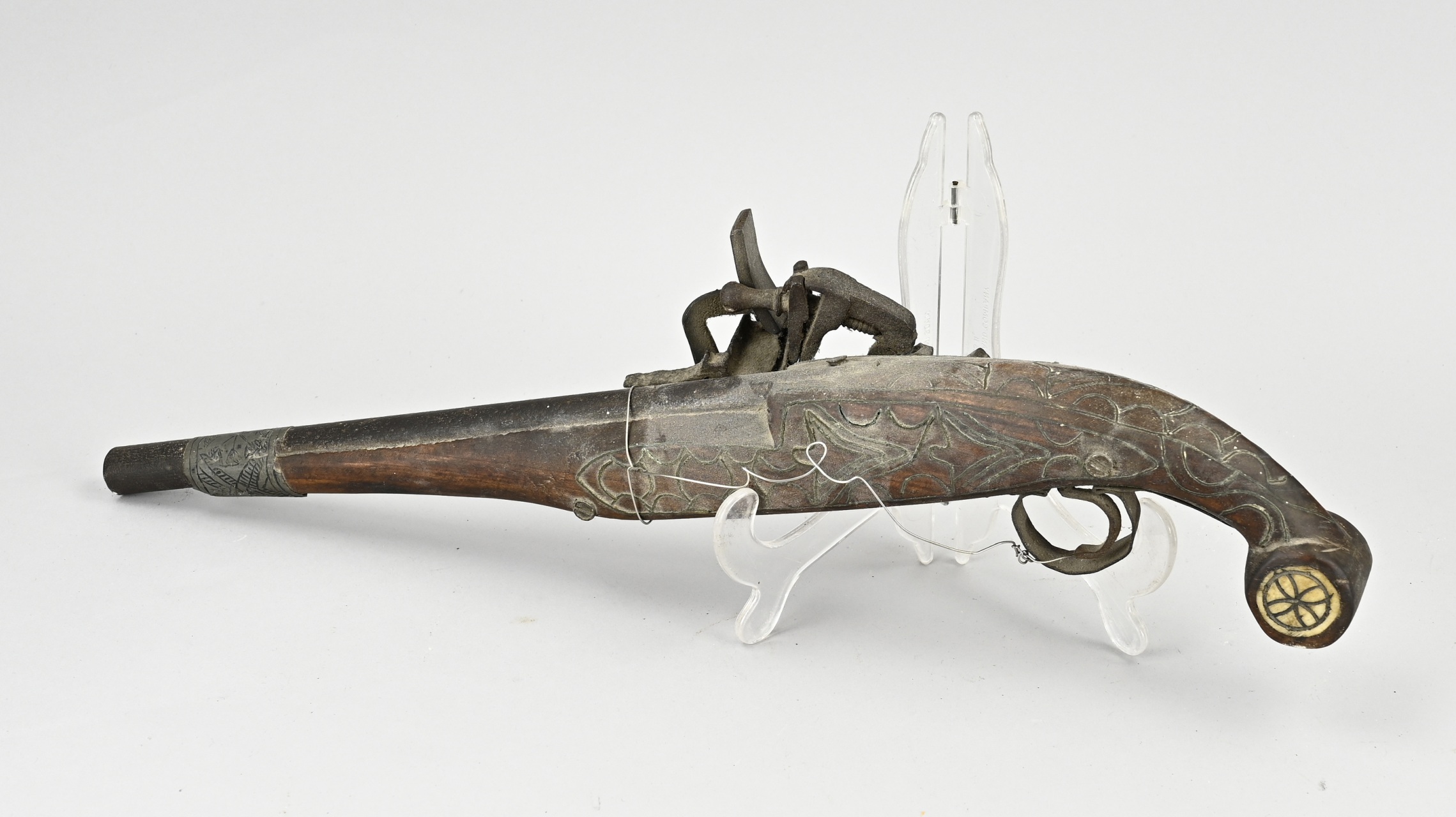 Antique Persian flint pistol, L 48 cm. - Image 2 of 2