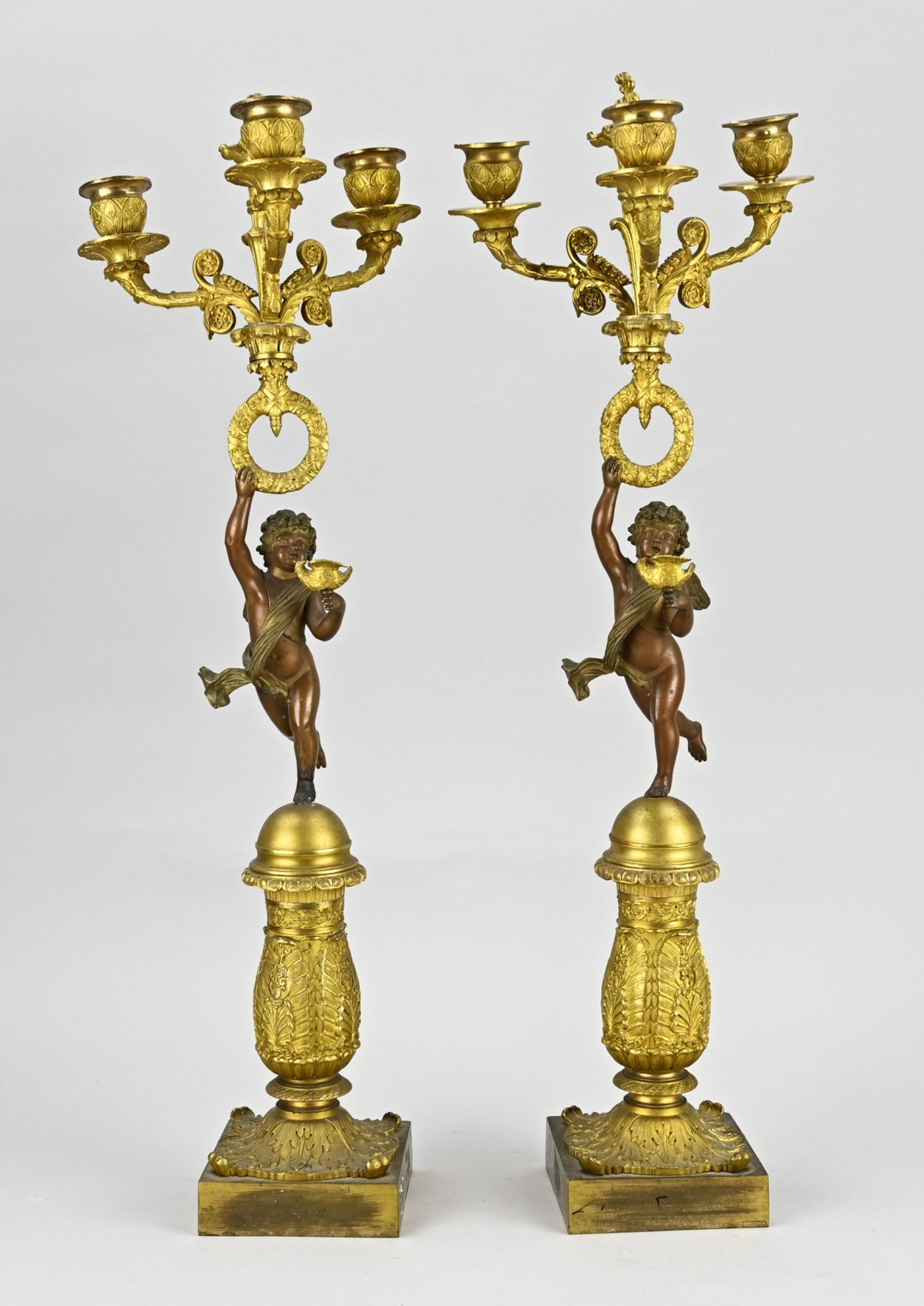 2x Empire candlestick, H 59 cm.