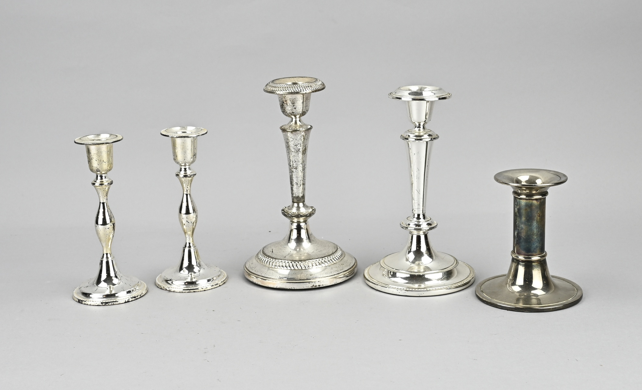 Lot plated candlesticks (5x)