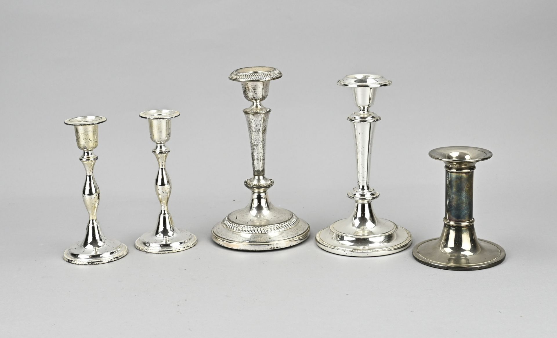 Lot plated candlesticks (5x)