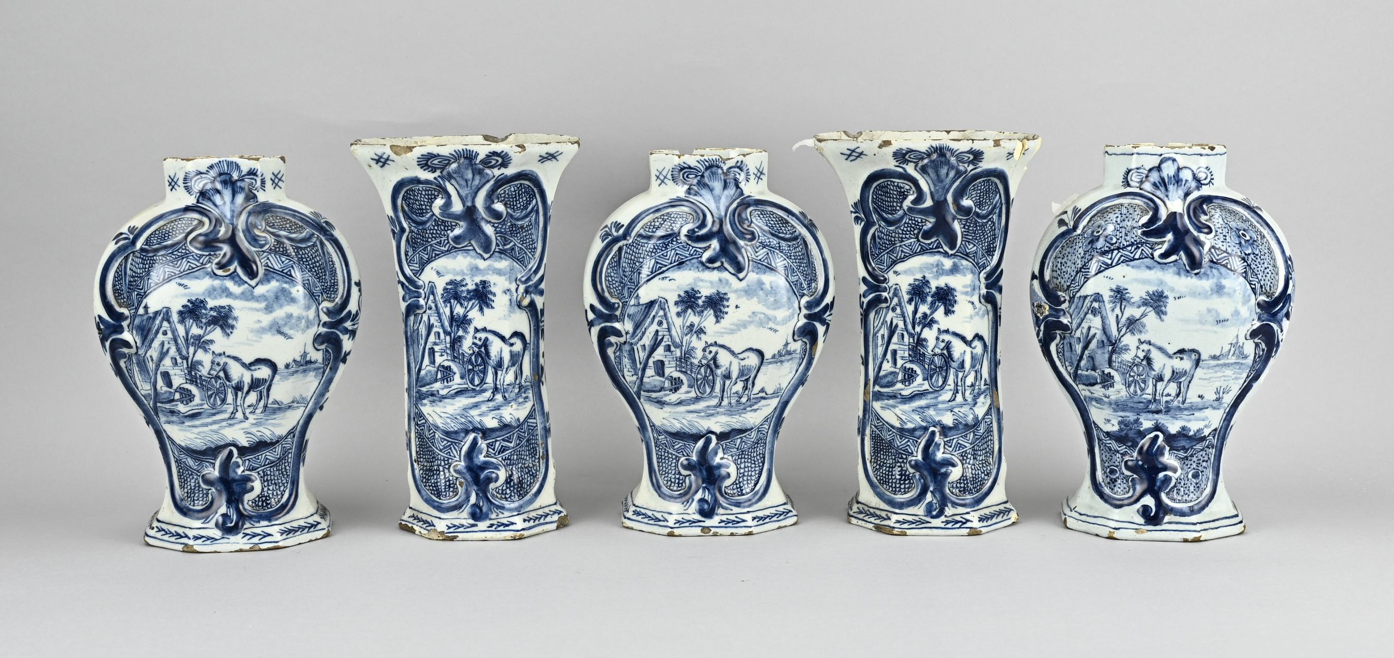 5-piece Delft cabinet set