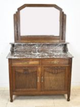 Oak chest of drawers/marble top