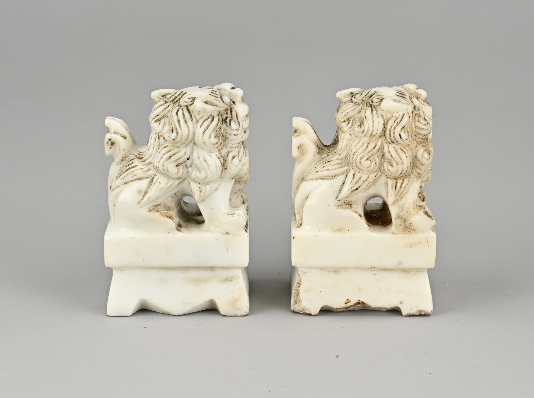 2x Marble foo dog - Image 2 of 2