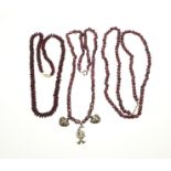 3 Necklaces with garnet