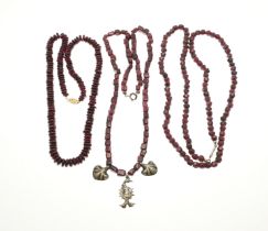 3 Necklaces with garnet