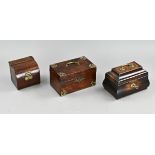 Three antique lidded boxes