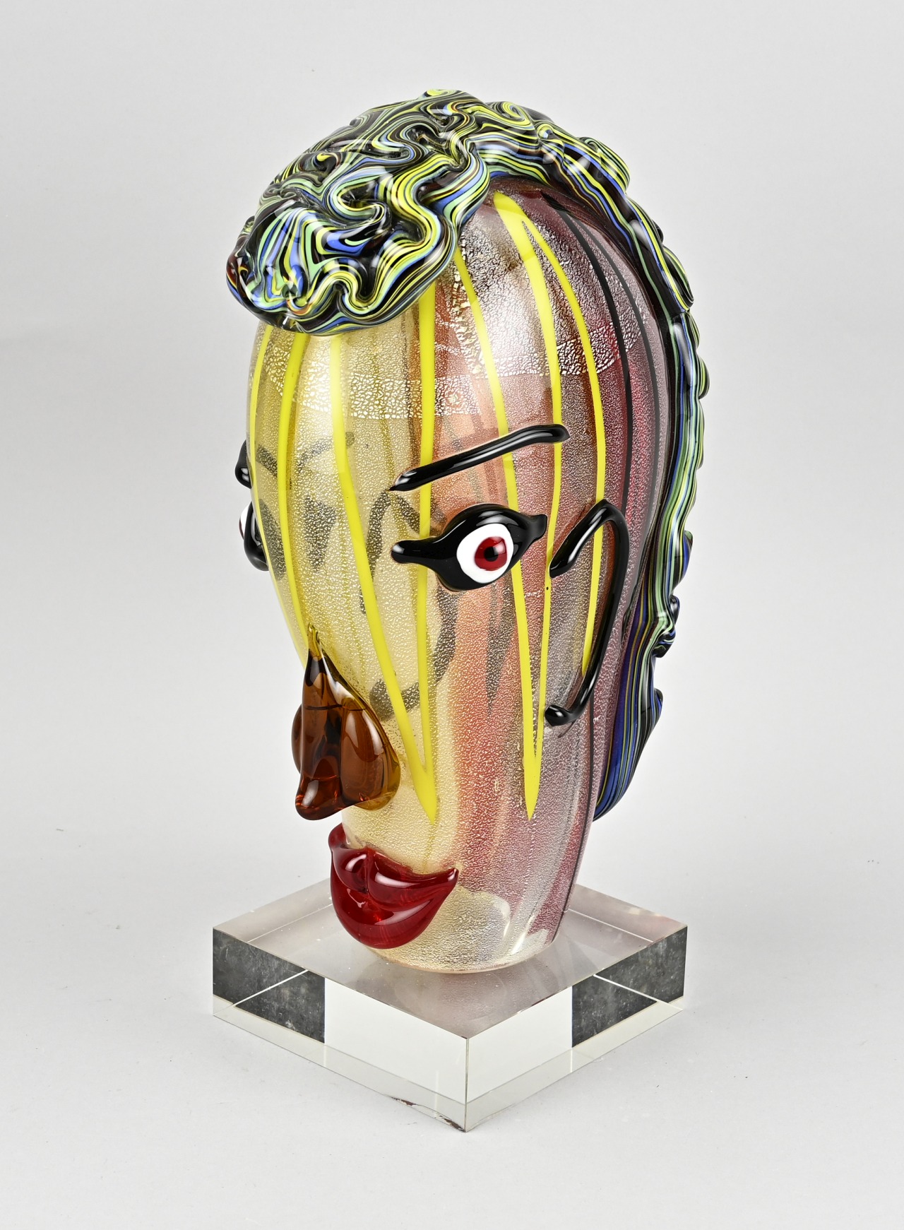 Glass head, H 39 cm.