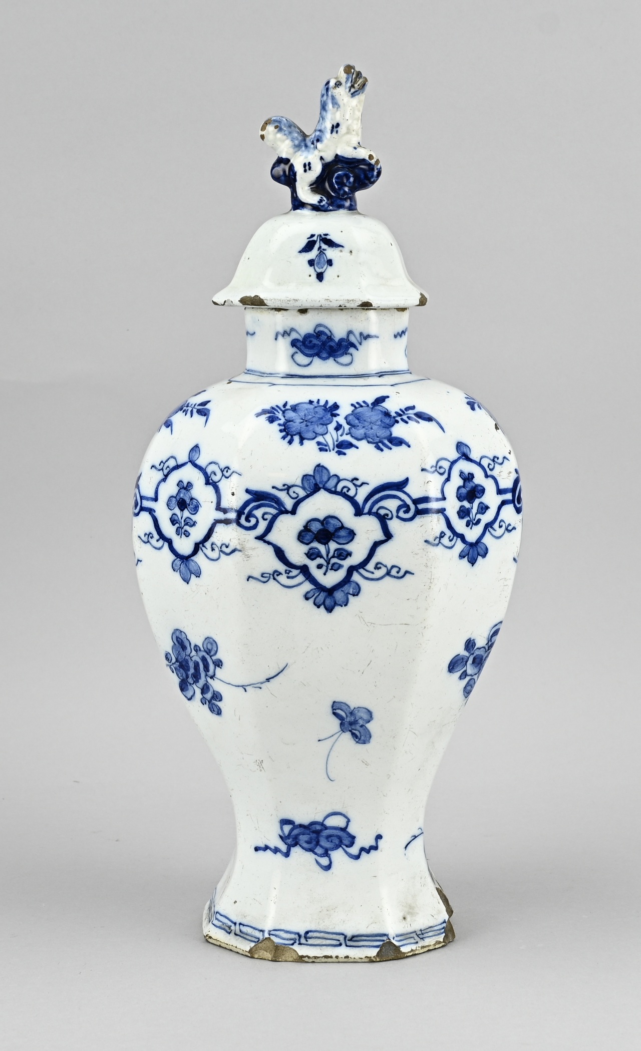 Delft lidded vase, H 40 cm. - Image 2 of 3