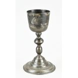 Pewter chalice, H 23.5 cm.