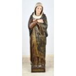 Wood-carved holy figure, H 162 cm.