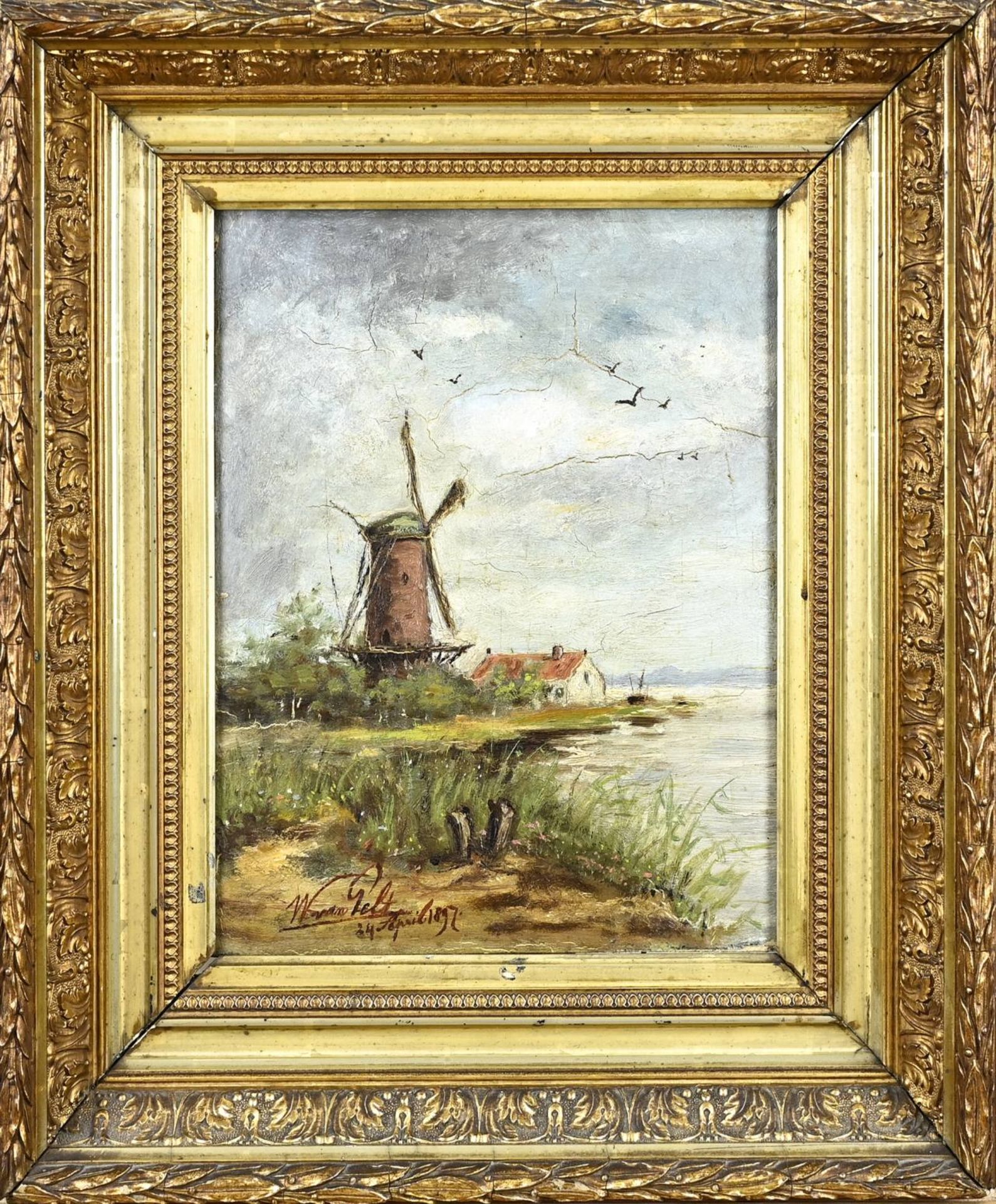 W. van Pelt, Landscape with windmill