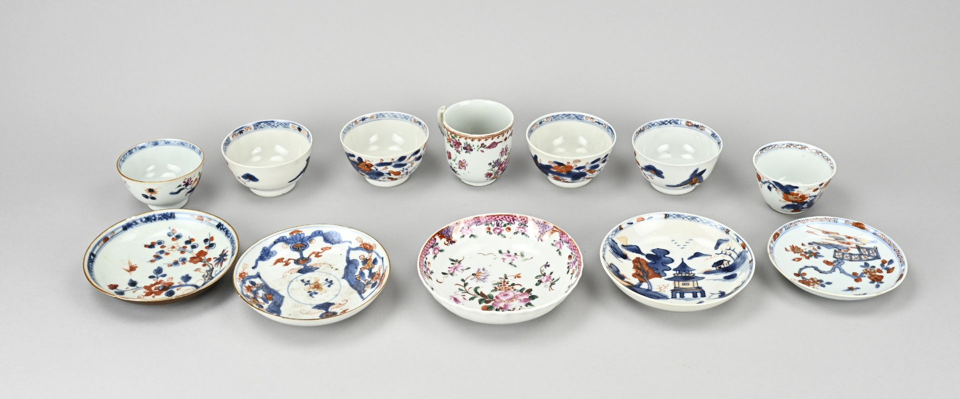 Lot Chinese cups/saucers (12x)