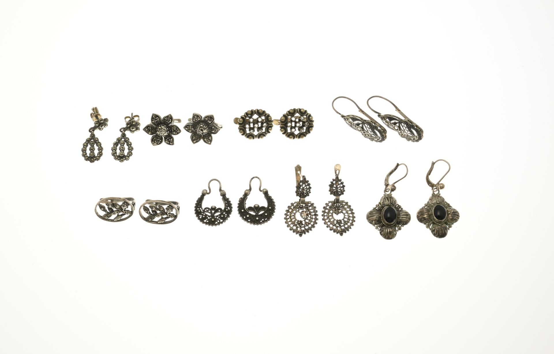 Lot of silver ear jewelry