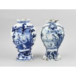 2x Delft vase, H 24 - 25 cm.