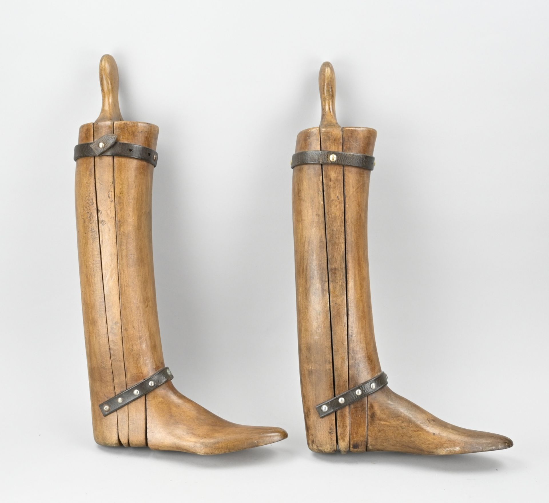 2x Antique wooden boot holders, 1900