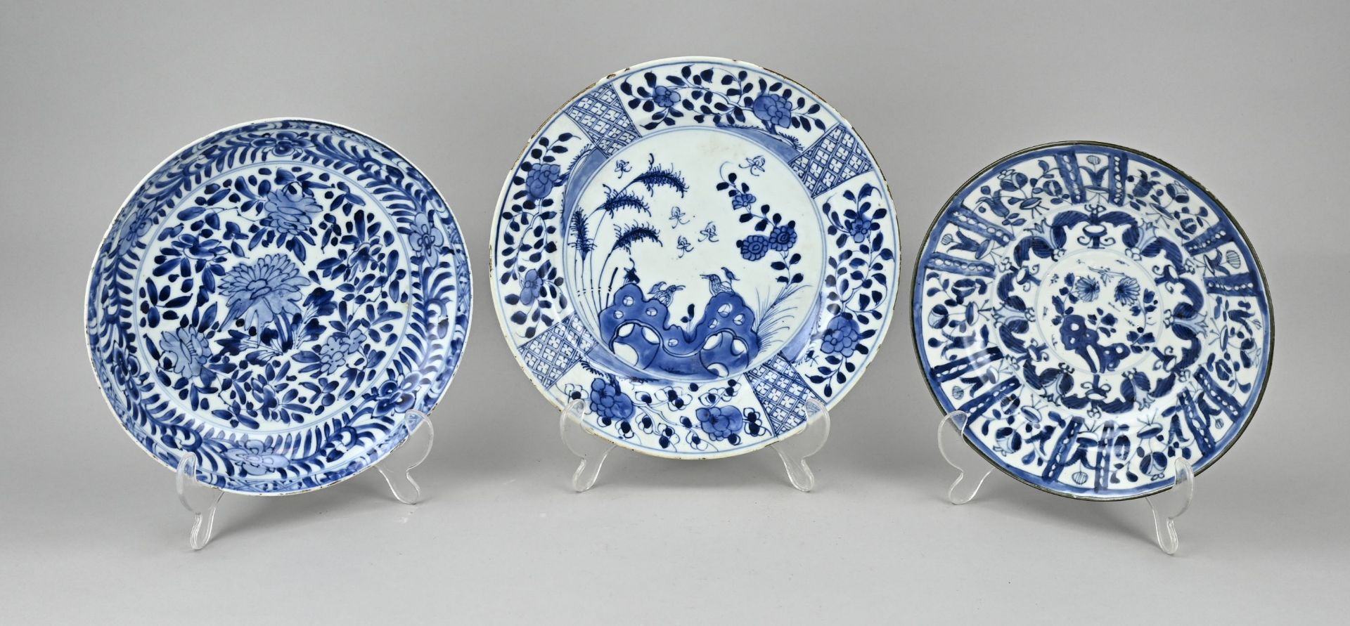 3x Kang Xi plate Ã˜ 22 - 25.5 cm.