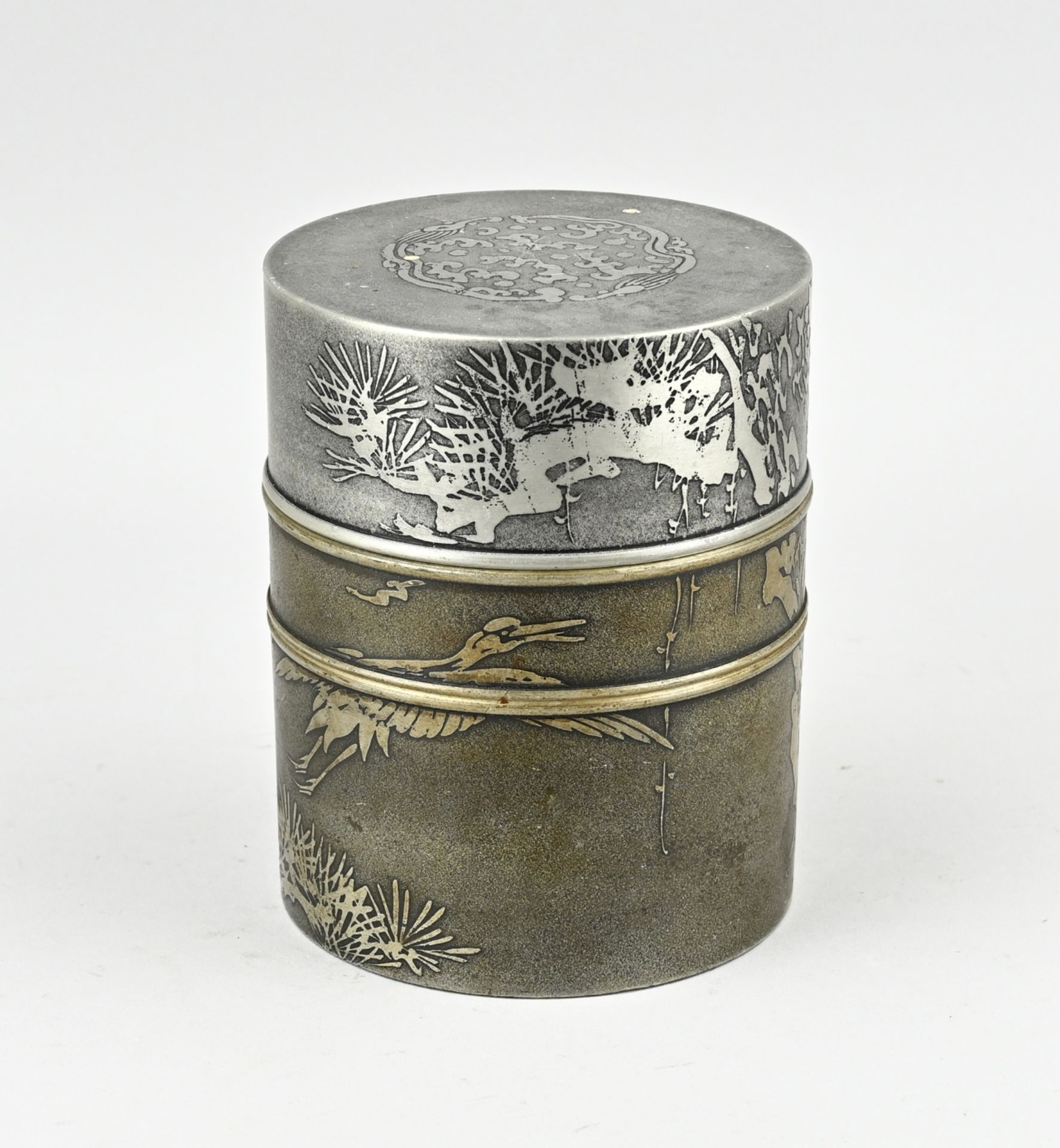 Japanese tin tobacco jar