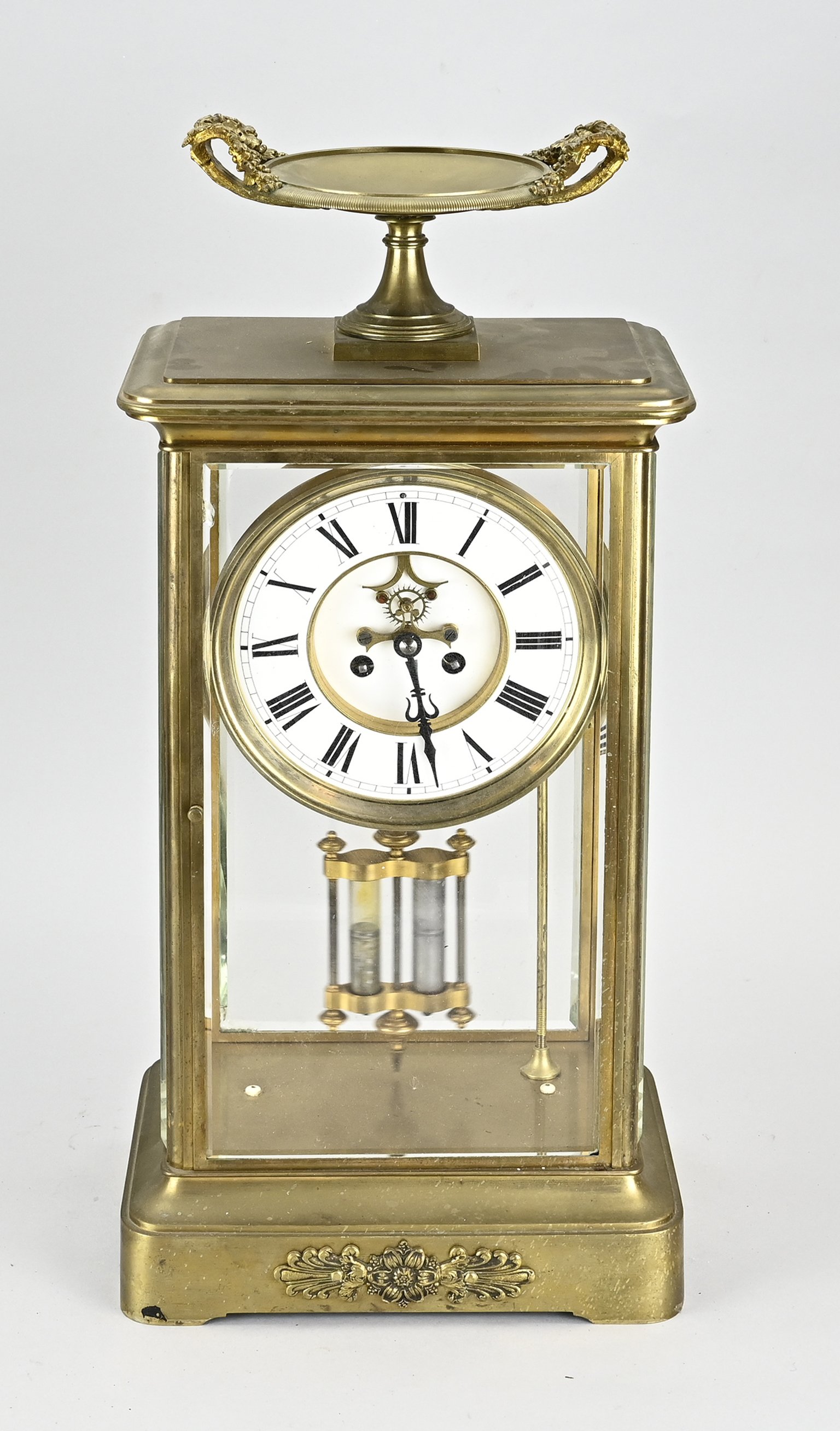 Antique French glass mantel clock