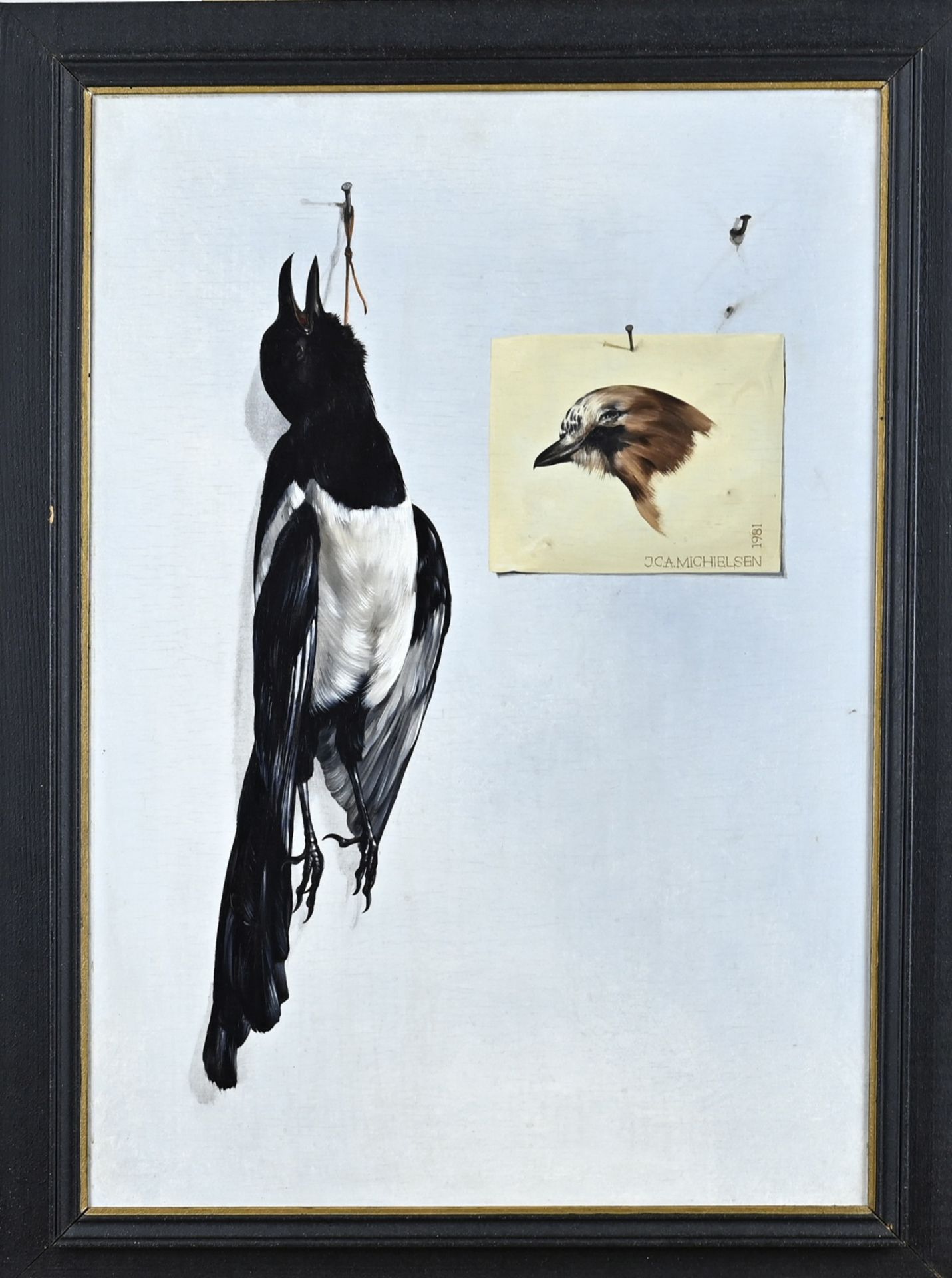 JA Michielsen, Still life with magpie and jay