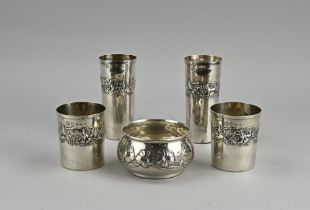 Lot of silver cups, 5x