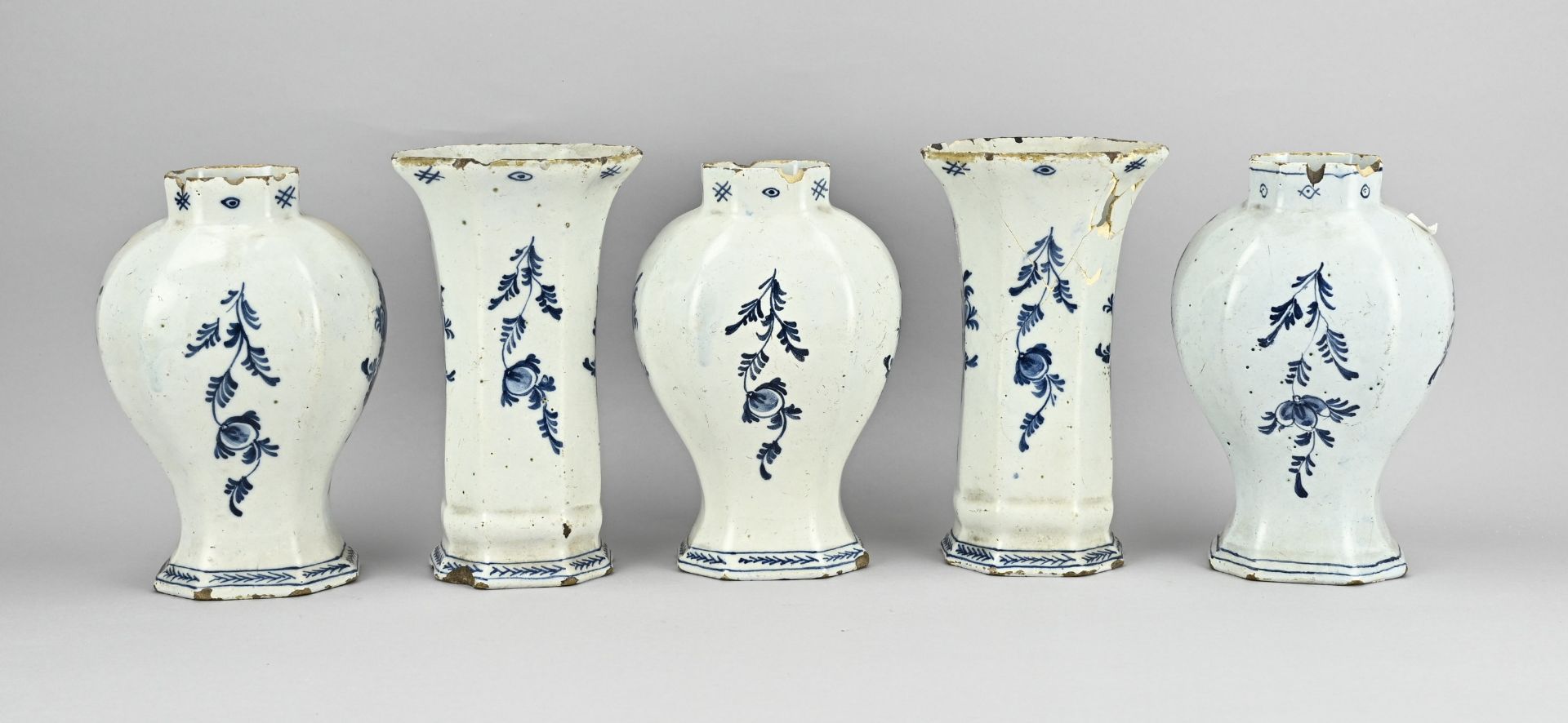 5-piece Delft cabinet set - Image 2 of 3