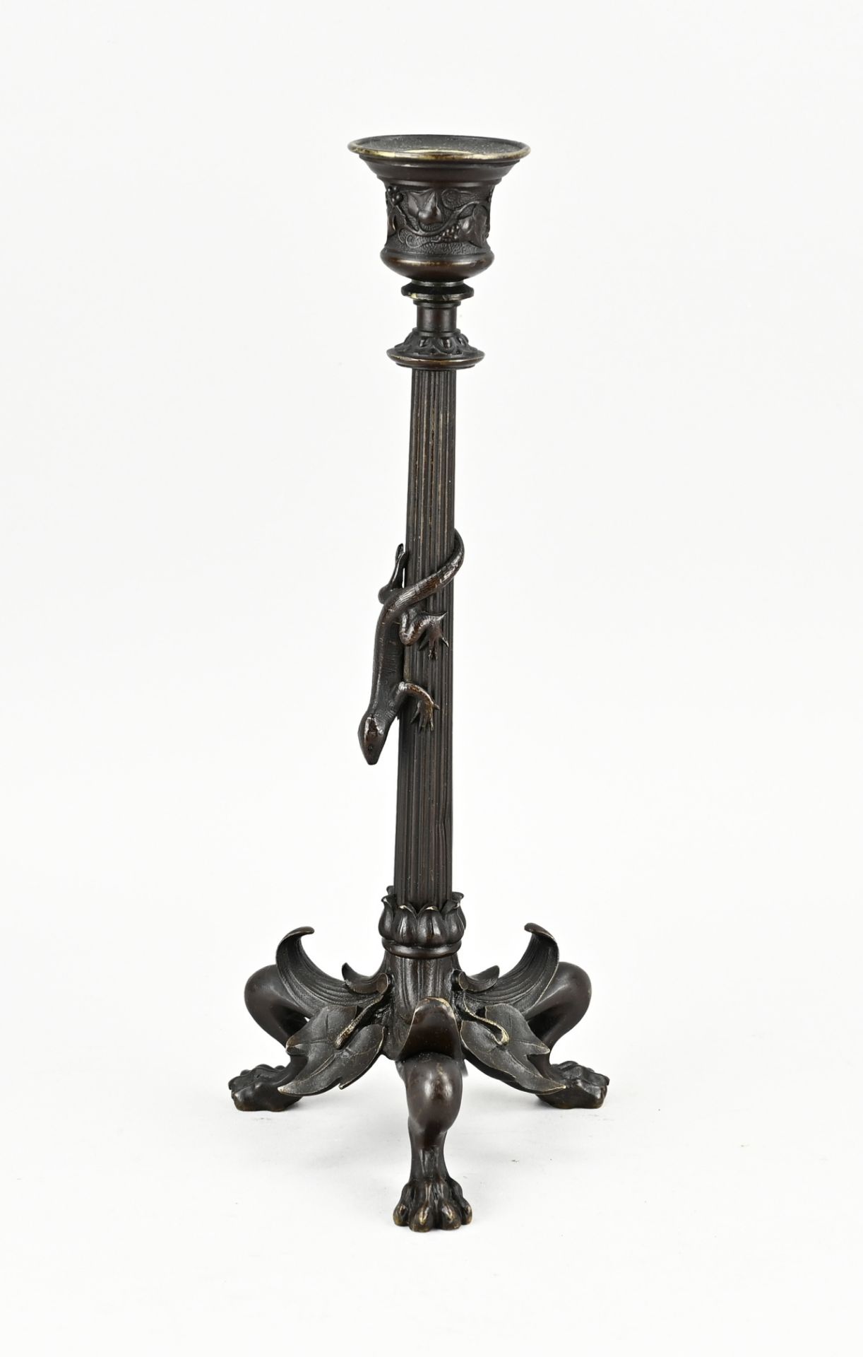 Bronze candlestick, H 29 cm.