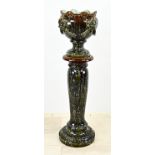 Majolica column + cache flowerpot, H 130 cm.