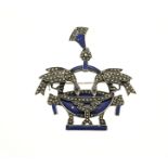 Silver pendant/brooch with markesite and lapis lazuli.