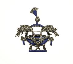 Silver pendant/brooch with markesite and lapis lazuli.