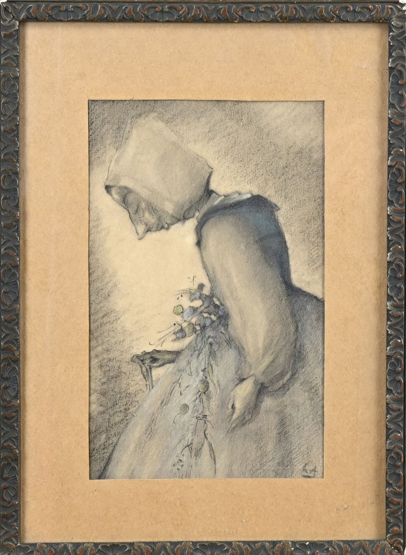 Lizzy Ansingh, Woman with walking stick and flowers