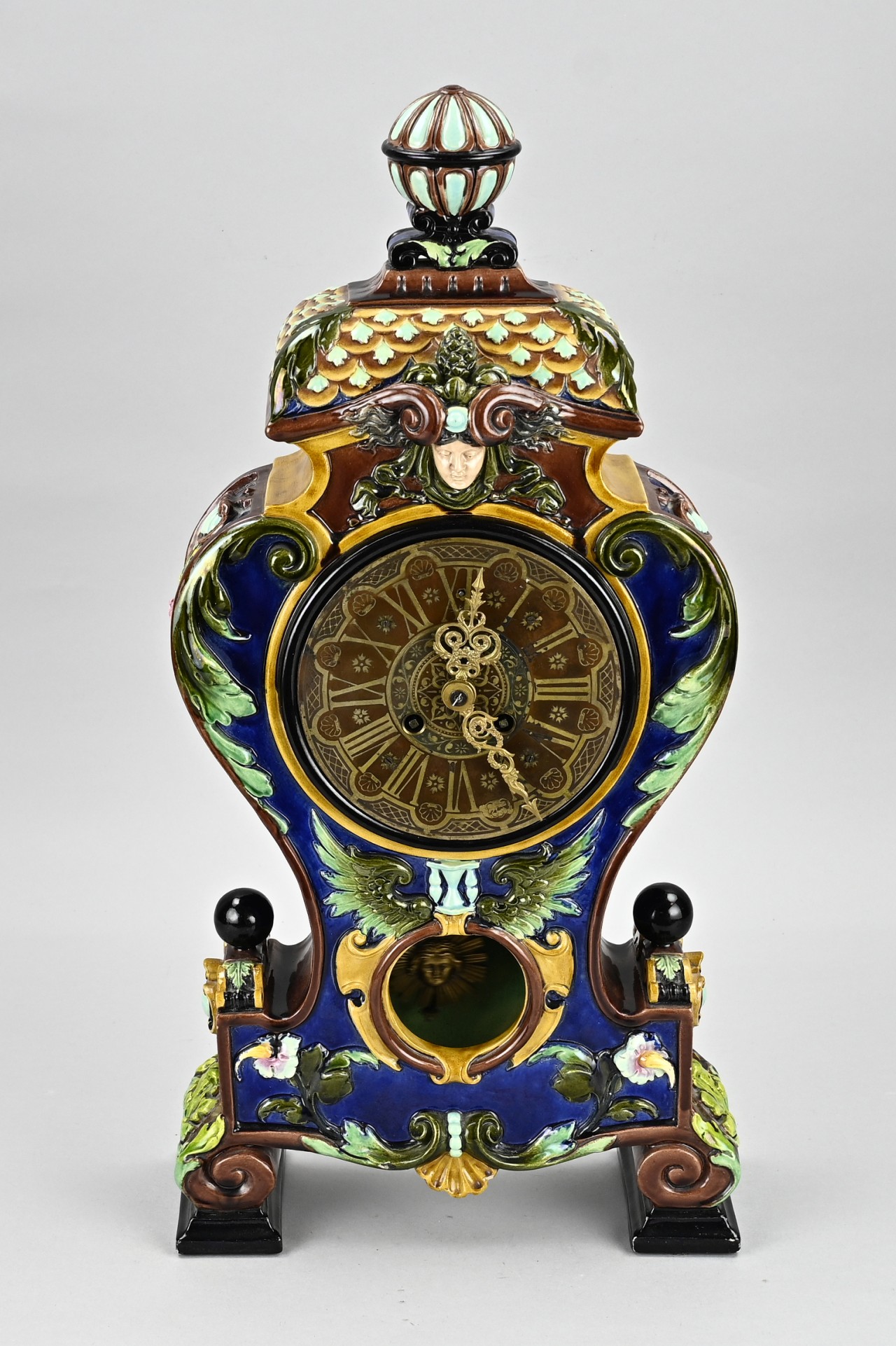 Antique majolica mantel clock, 1880 - Image 2 of 2