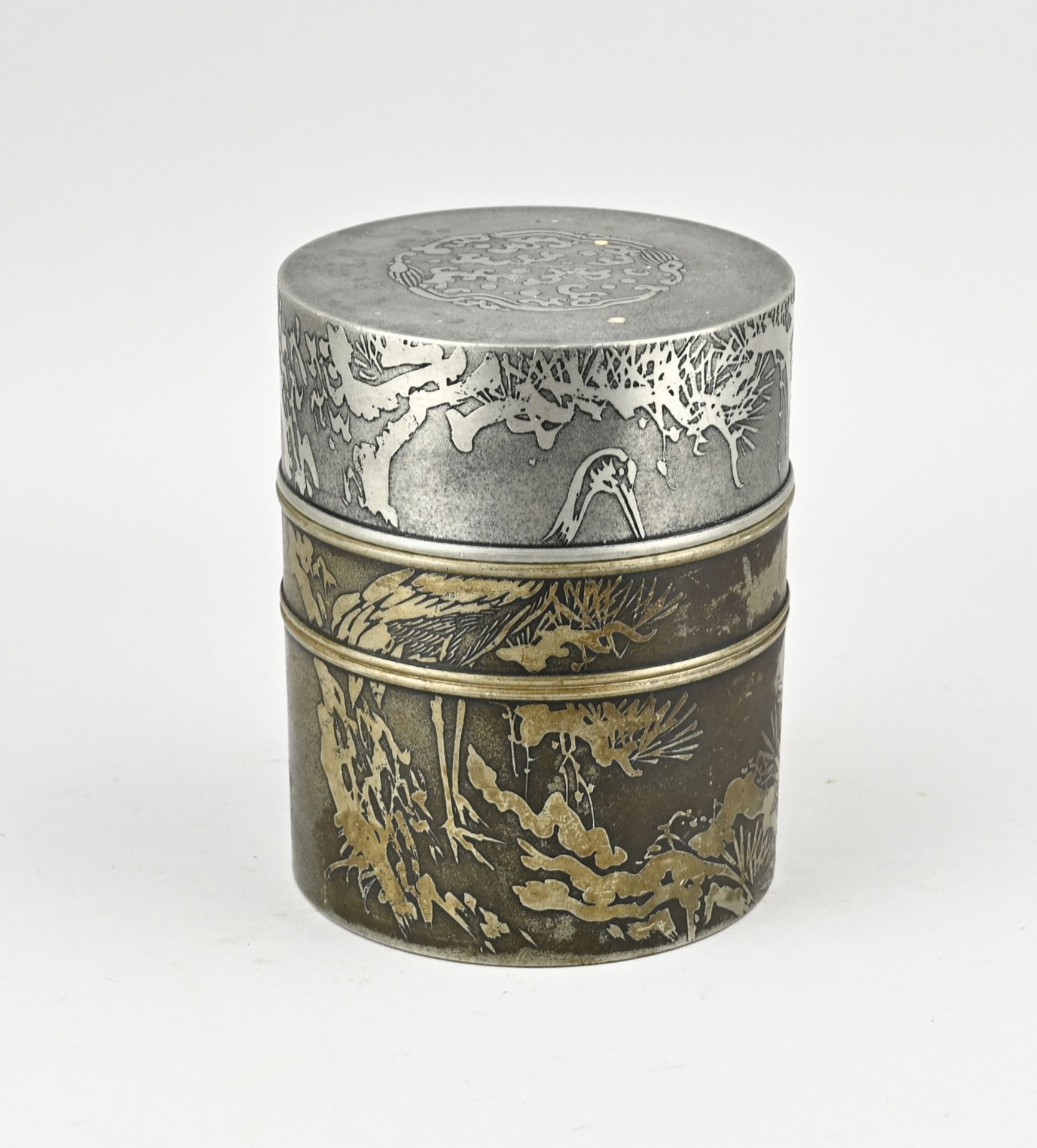 Japanese tin tobacco jar - Image 2 of 3