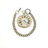 Silver pocket watch with key