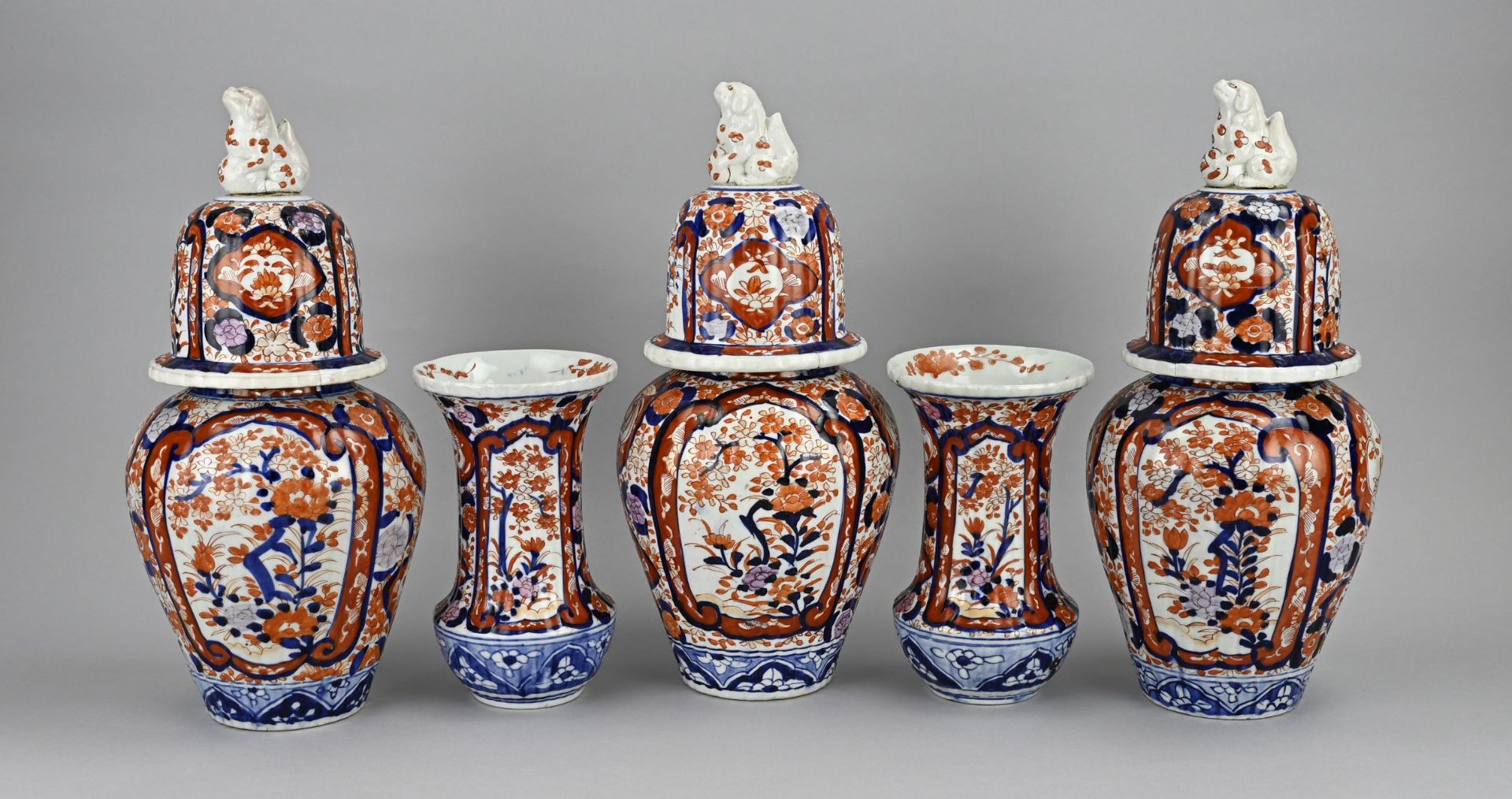 5-piece Japanese Imari cabinet set