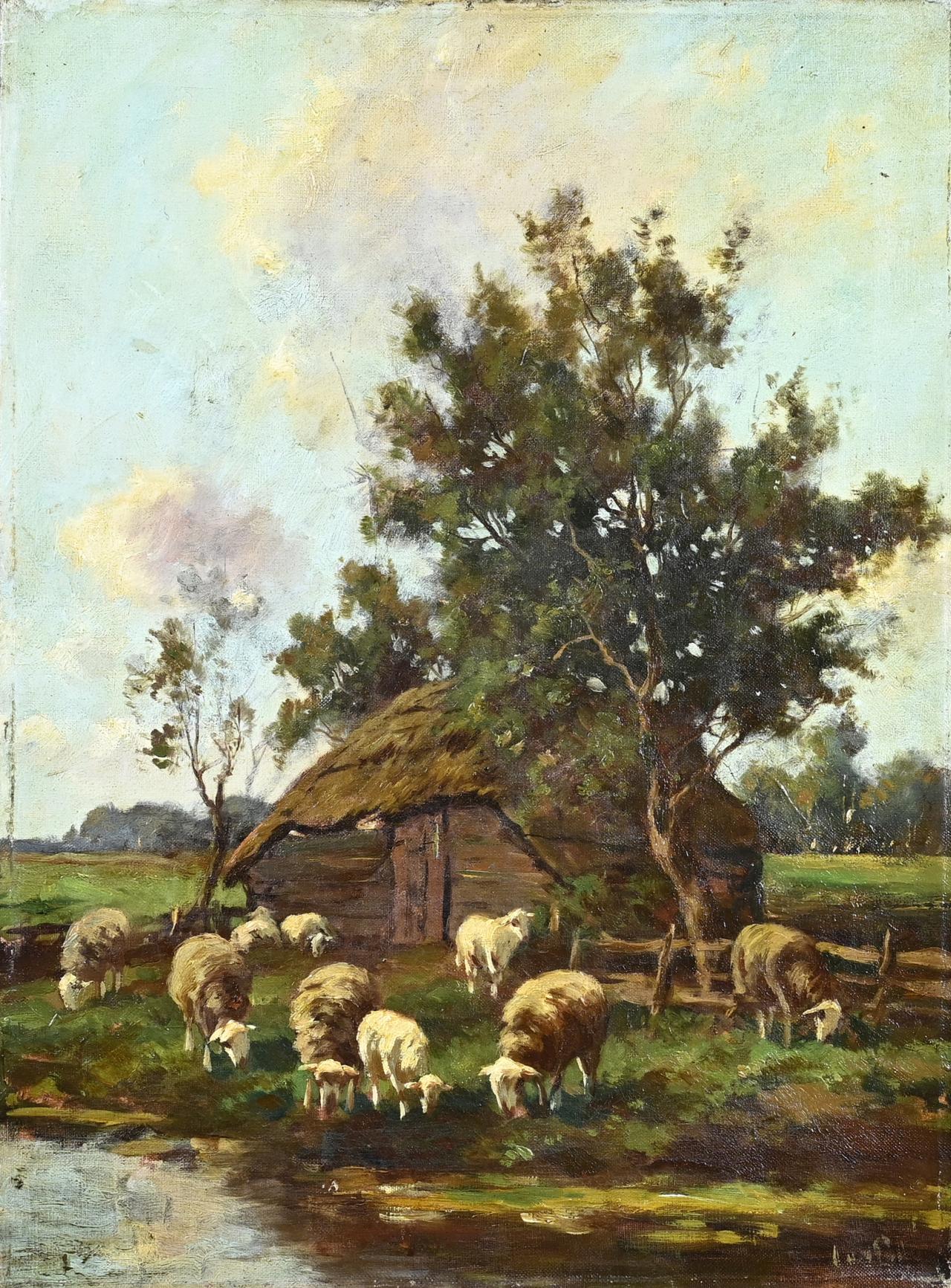 A. v/d Pol, Sheepfold with sheep