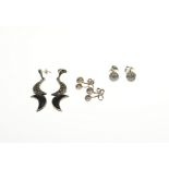 3 Pairs of silver stud earrings