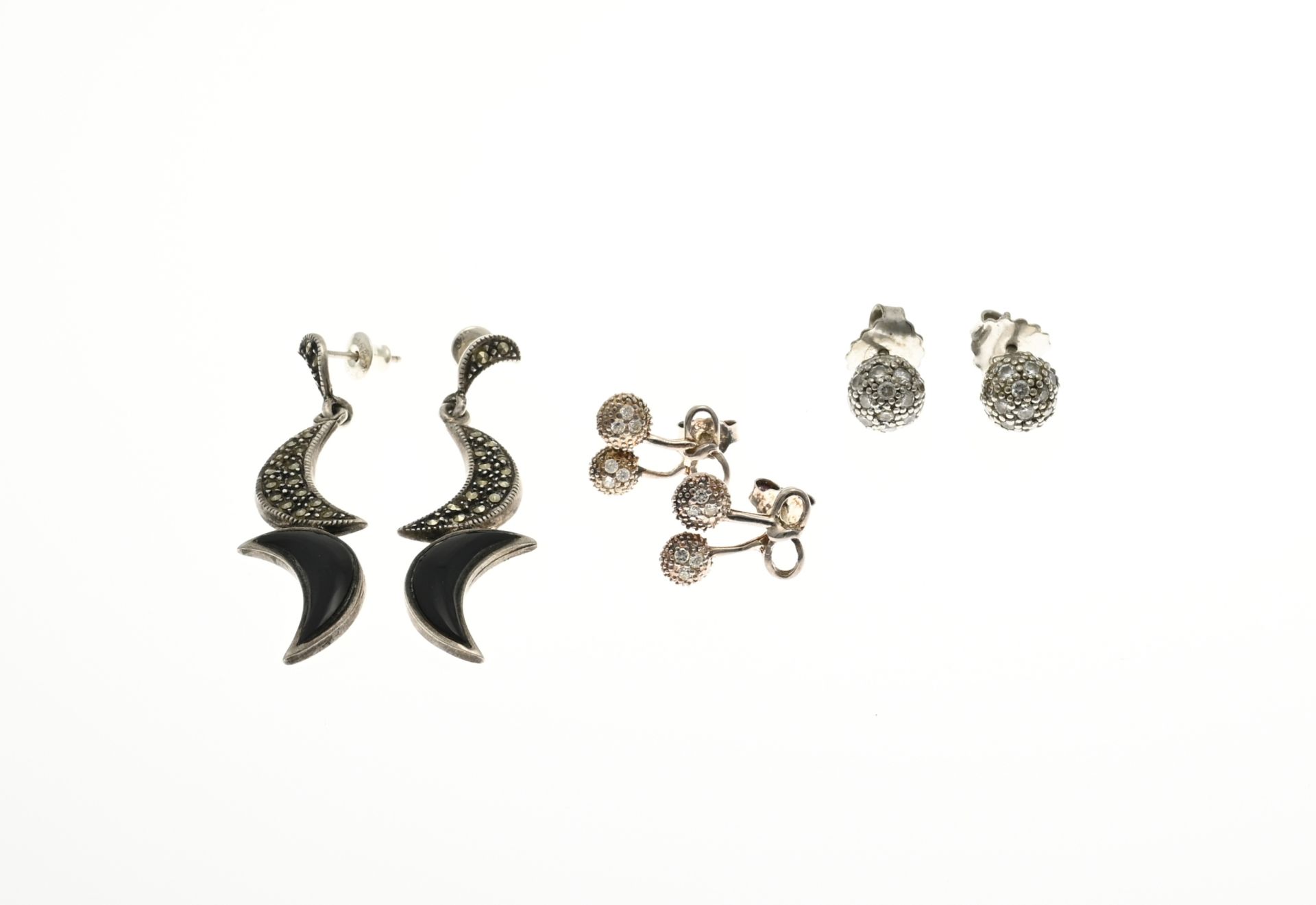 3 Pairs of silver stud earrings