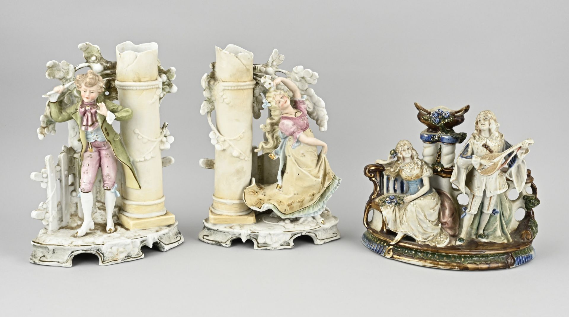 3x Bisquit vase, 1900